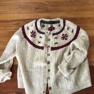 Charter Club 100% wool Cream Nordic Cardigan